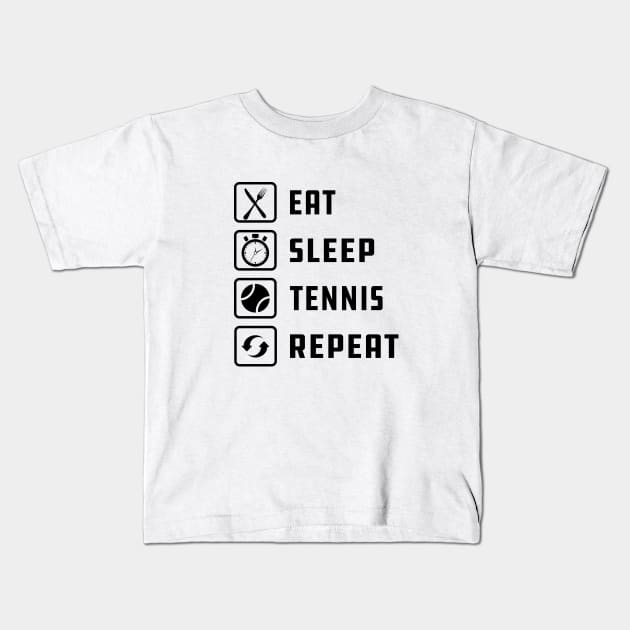 Tennis Player - Eat Sleep Tennis Repeat Kids T-Shirt by KC Happy Shop